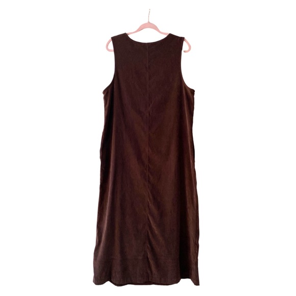 Westbound Womens 90s Brown Maxi Sleeveless Jumper Dress Large Suede Pockets - Picture 2 of 8